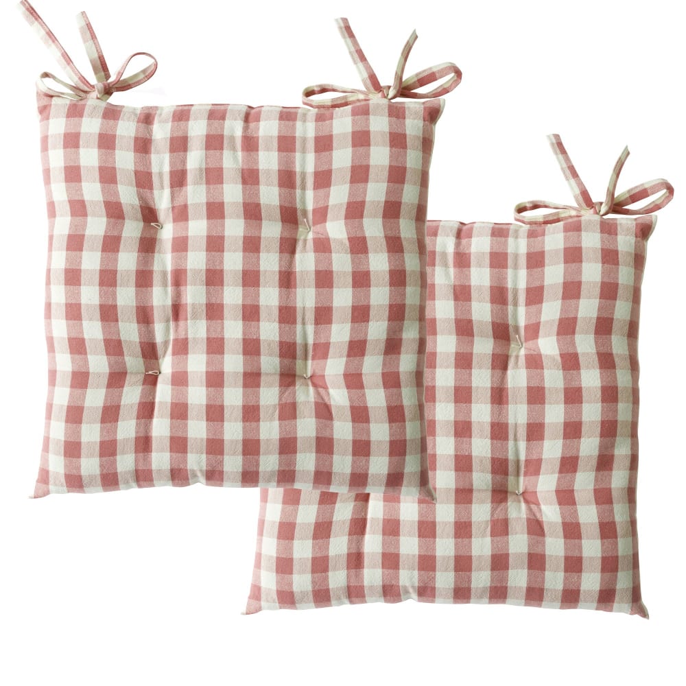 Lot de 2 galettes en coton rouge lie de vin 40x40