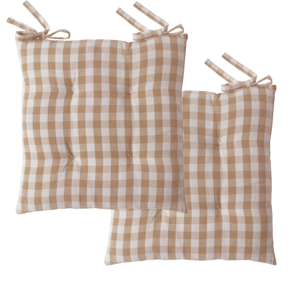 Lot de 2 galettes en coton marron taupe 40x40