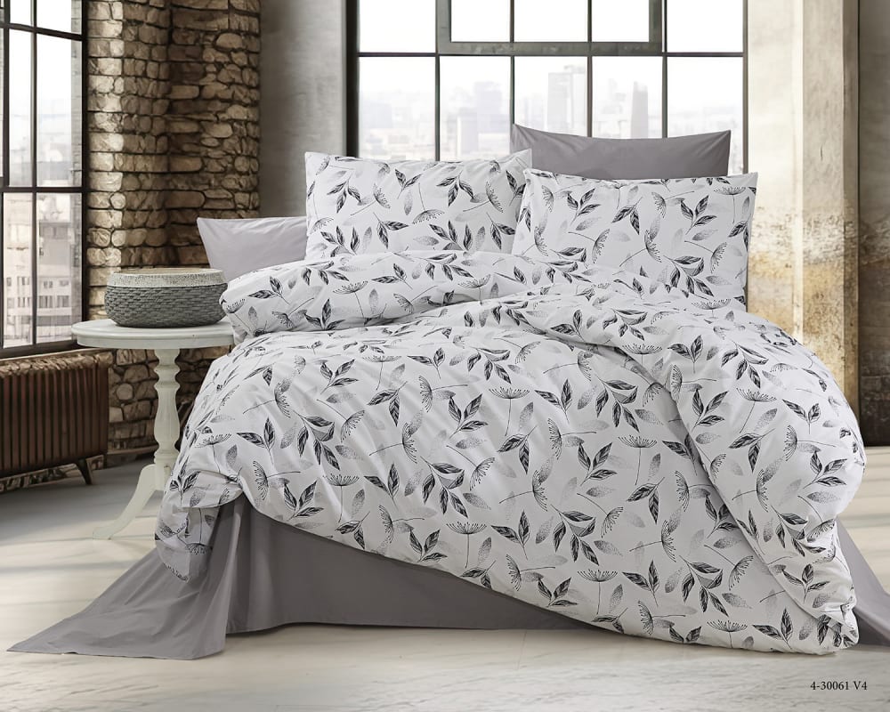 Blanc Avenue Bettwäschegarnitur 1 Bettbezug 200x200 cm+2 Kopfkissenbez 65x65 cm style classic chic Grau Öko-Tex Zertifikat Baumwolle