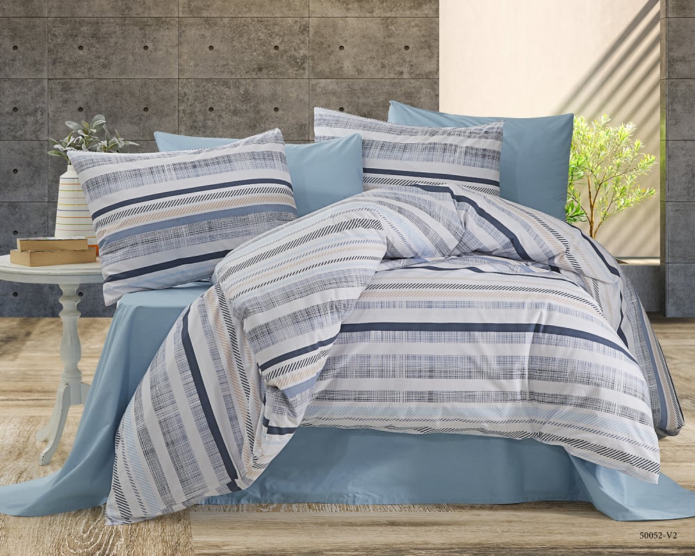 Blanc Avenue Bettwäschegarnitur 1 Bettbezug 200x200 cm+2 Kopfkissenbez 65x65 cm style classic chic Blau Öko-Tex Zertifikat Baumwolle