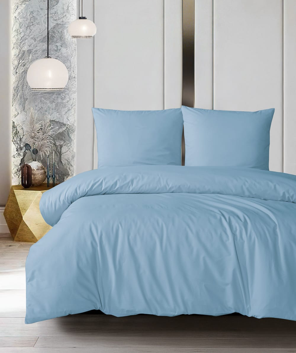 Blanc Avenue Bettwäschegarnitur für 1 Person 140x200 cm+ 1 Kopfkissenbez 65x65 cm style classic chic Blau Öko-Tex Zertifikat Baumwolle