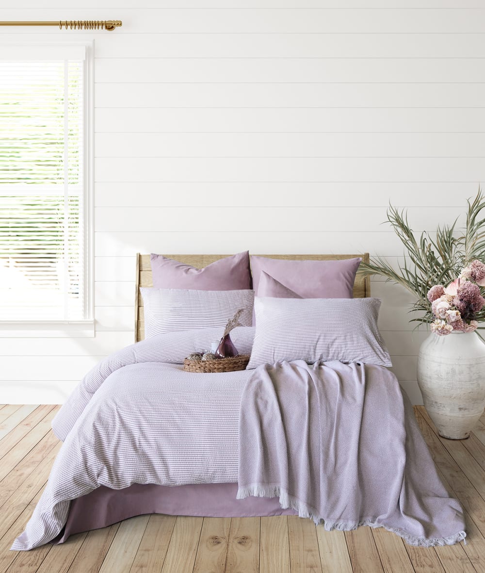 Blanc Avenue Bettwäschegarnitur 1 Bettbezug 240x220 cm+2 Kopfkissenbez 65x65 cm style classic chic Violett Öko-Tex Zertifikat Baumwolle