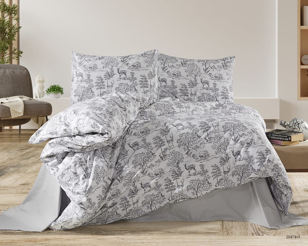 Blanc Avenue Bettwäschegarnitur für 1 Person 140x200 cm+ 1 Kopfkissenbez 65x65 cm style classic chic Grau Öko-Tex Zertifikat Baumwolle