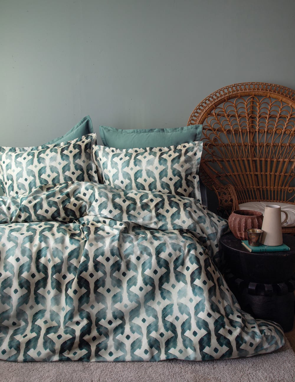 Parure de lit  2 personnes  240x220 cm satin de coton imprimé