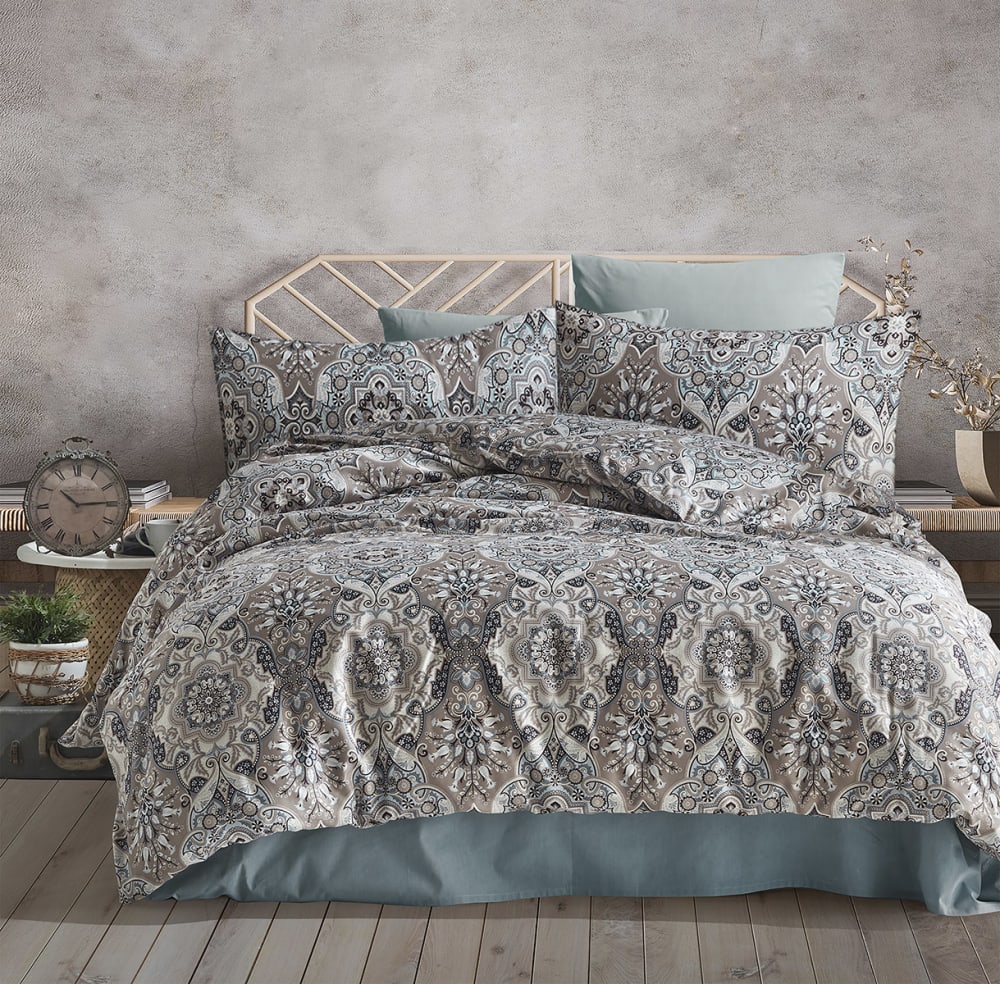Blanc Avenue Bettwäschegarnitur 200x200 cm+2 Kopfkissenbez 65x65 cm-Baumwollsatin style classic chic Beige Öko-Tex Zertifikat Baumwolle