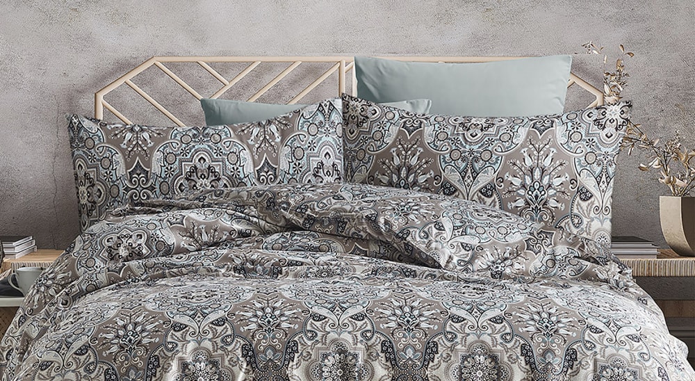 Parure de lit  2 personnes  200x200 cm satin de coton imprimé - Maisons du Monde