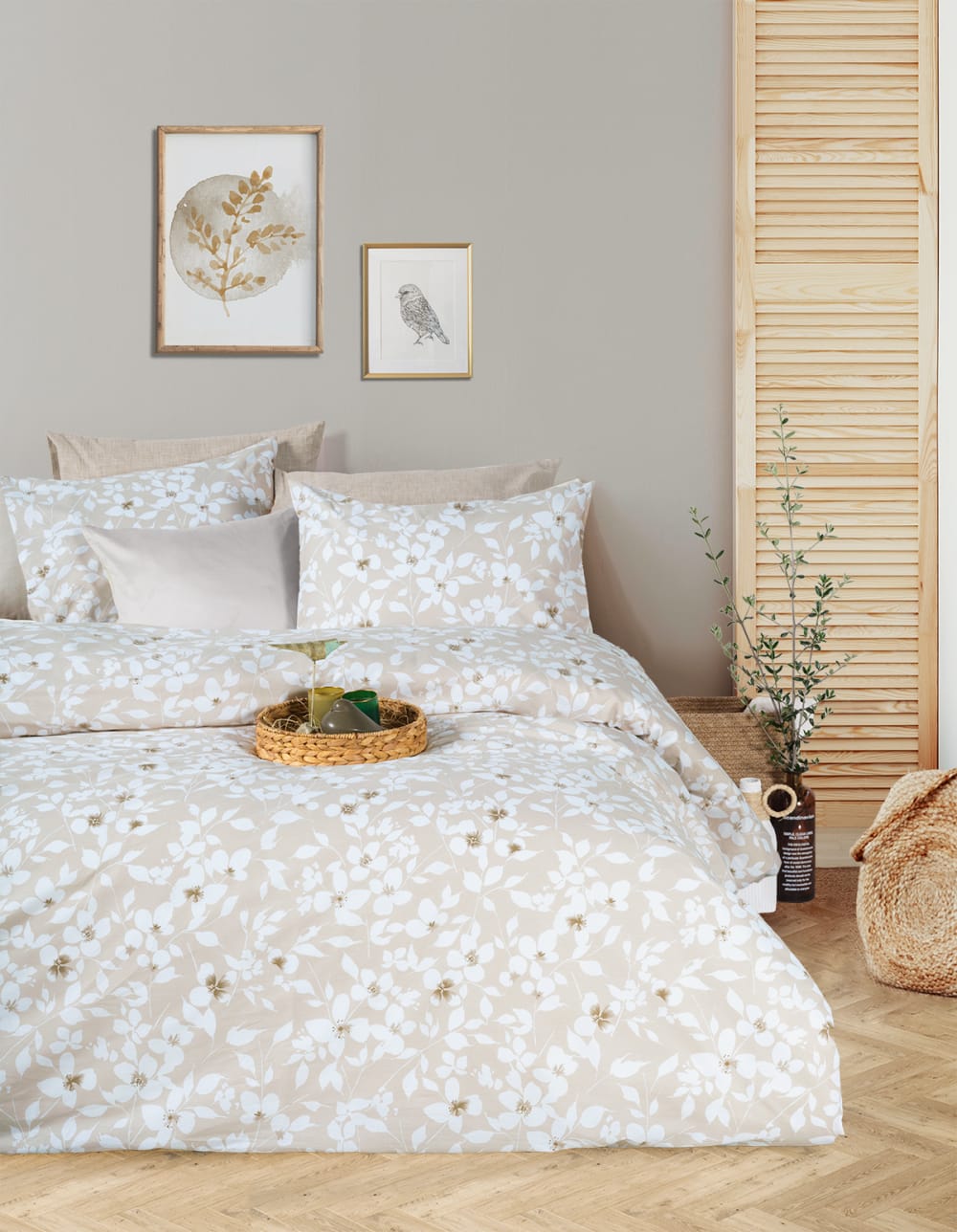 Blanc Avenue Bettwäschegarnitur 1 Bettbezug 200x200 cm+2 Kopfkissenbez 65x65 cm style classic chic Beige Öko-Tex Zertifikat Baumwolle