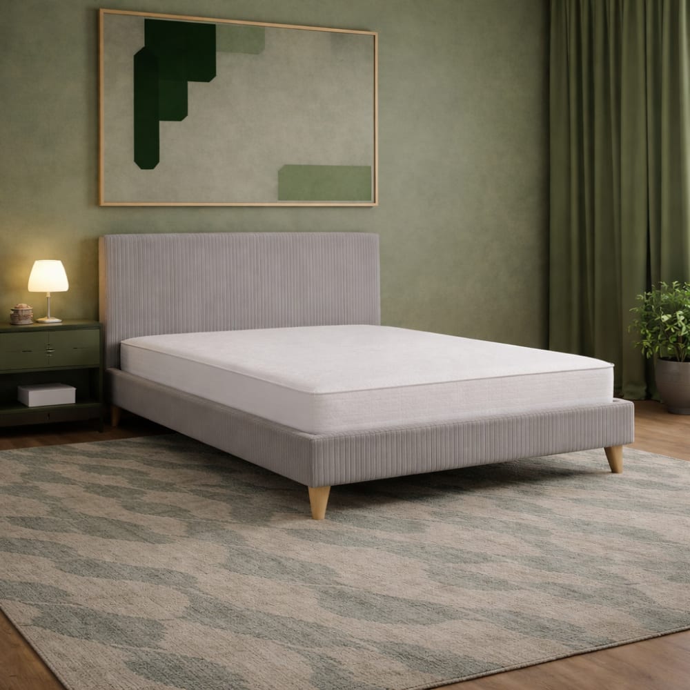 Reca Bedding Bett aus grauem Cord 90x190 cm style modern - Spanplatte