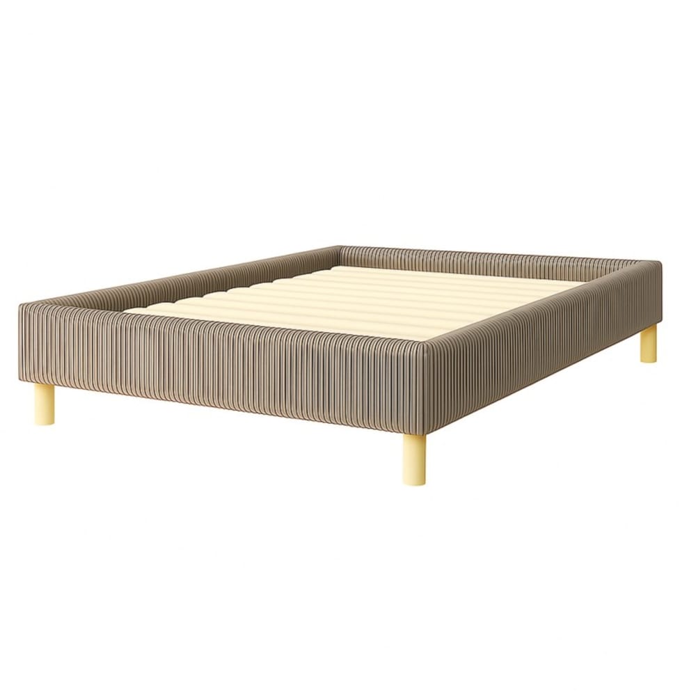 Lit en velours côtelé gris avec cadre à lattes 180x200 cm