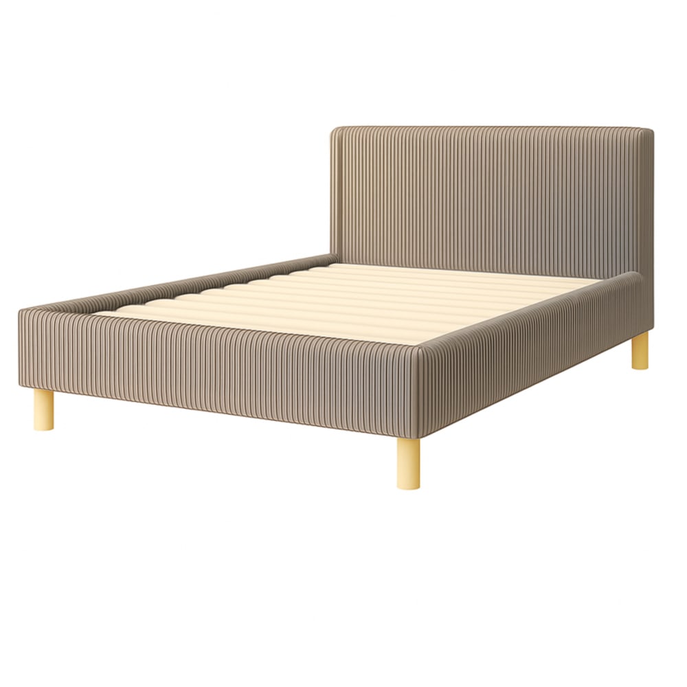 Lit velours côtelé gris 140x190 cm