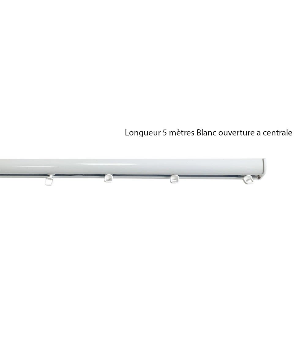 Tringle rail pour rideau effet vague ouverture centrale l.5 m blanc