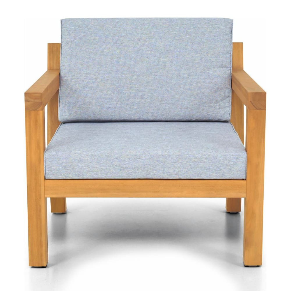 Fauteuil de jardin - bois FSC - coussins gris chiné