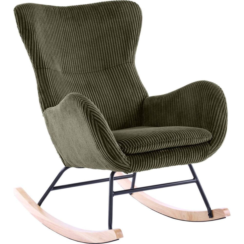 Rocking-chair+en+velours+cotele+vert