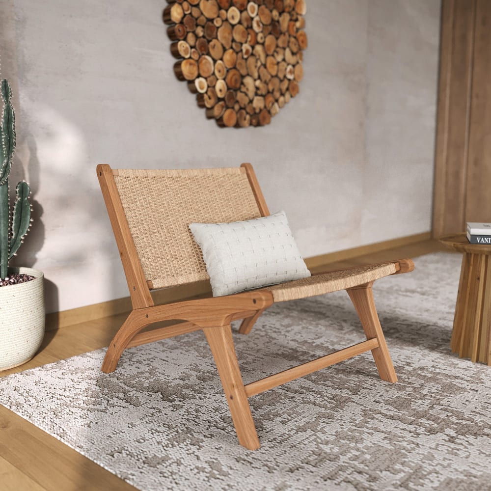 Fauteuil Kilka en bois de teck et cordage en loom