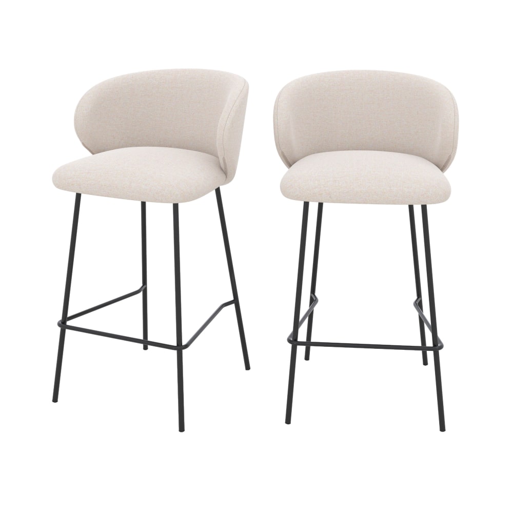 Lot de 2 chaises pour îlot central en tissu beige 67 cm