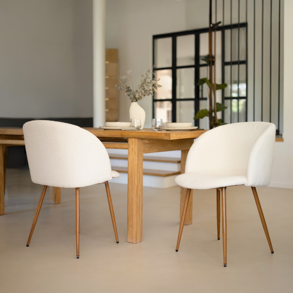 Set aus 2 beigen Boucle-Stühlen - Maisons Du Monde