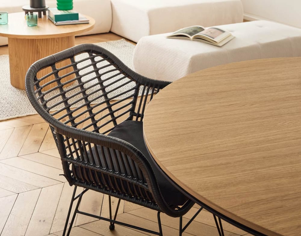 Lot de 2 chaises en poly rotin contemporain noir