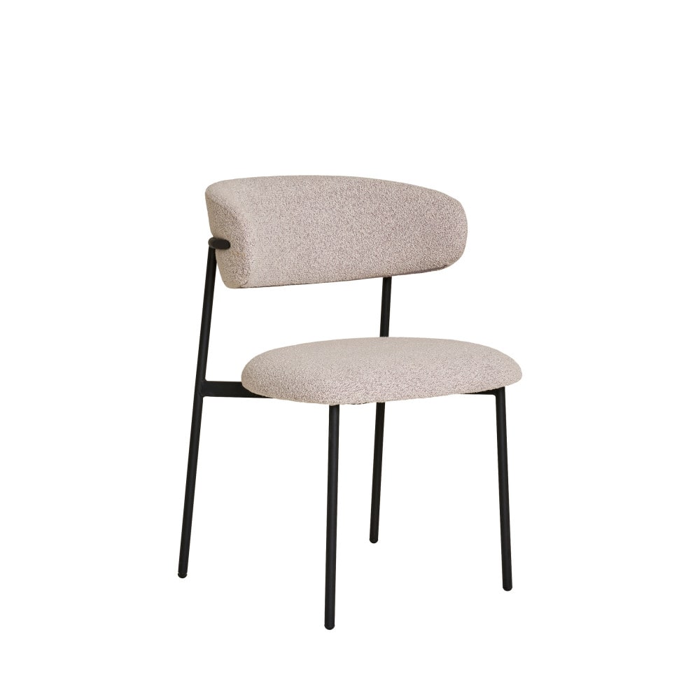 Lot de 2 chaises en tissu bouclette et métal - beige Lot de 2 chaises en tissu bouclette et métal - beige