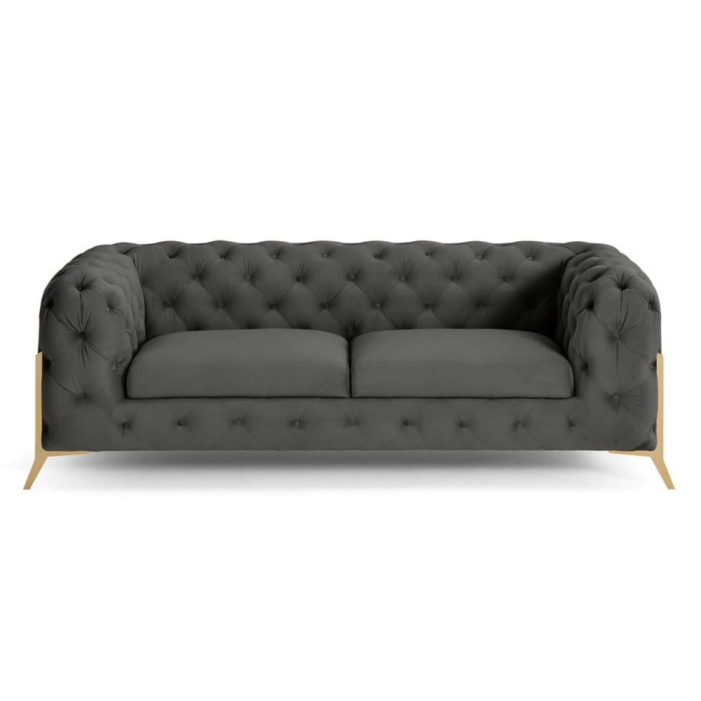 Canapé droit 3 places en velours gris