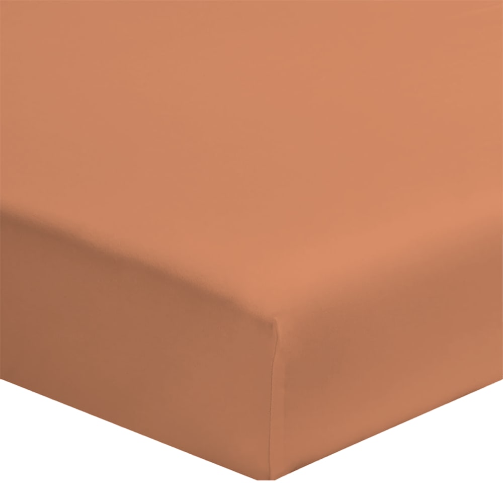 Drap housse coton terra cotta 140x190 cm
