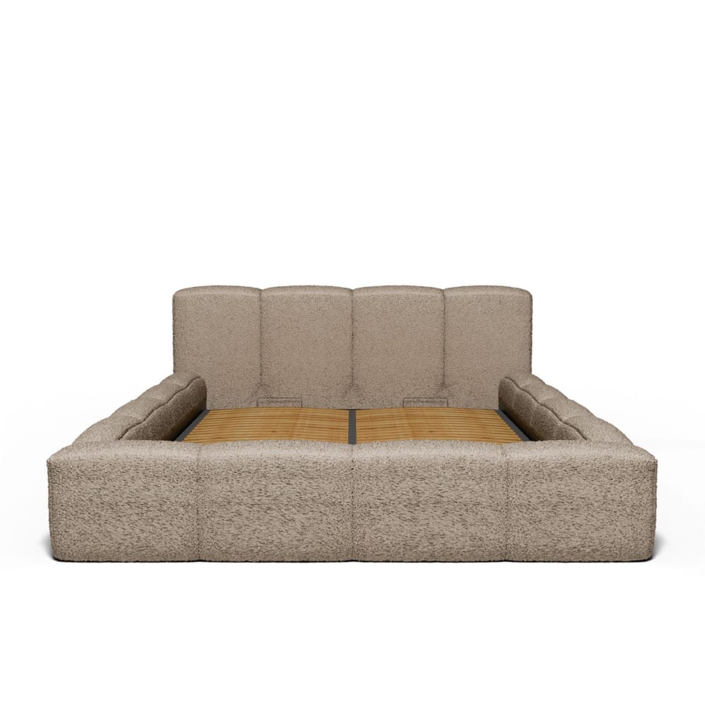 Lit coffre tissu bouclé