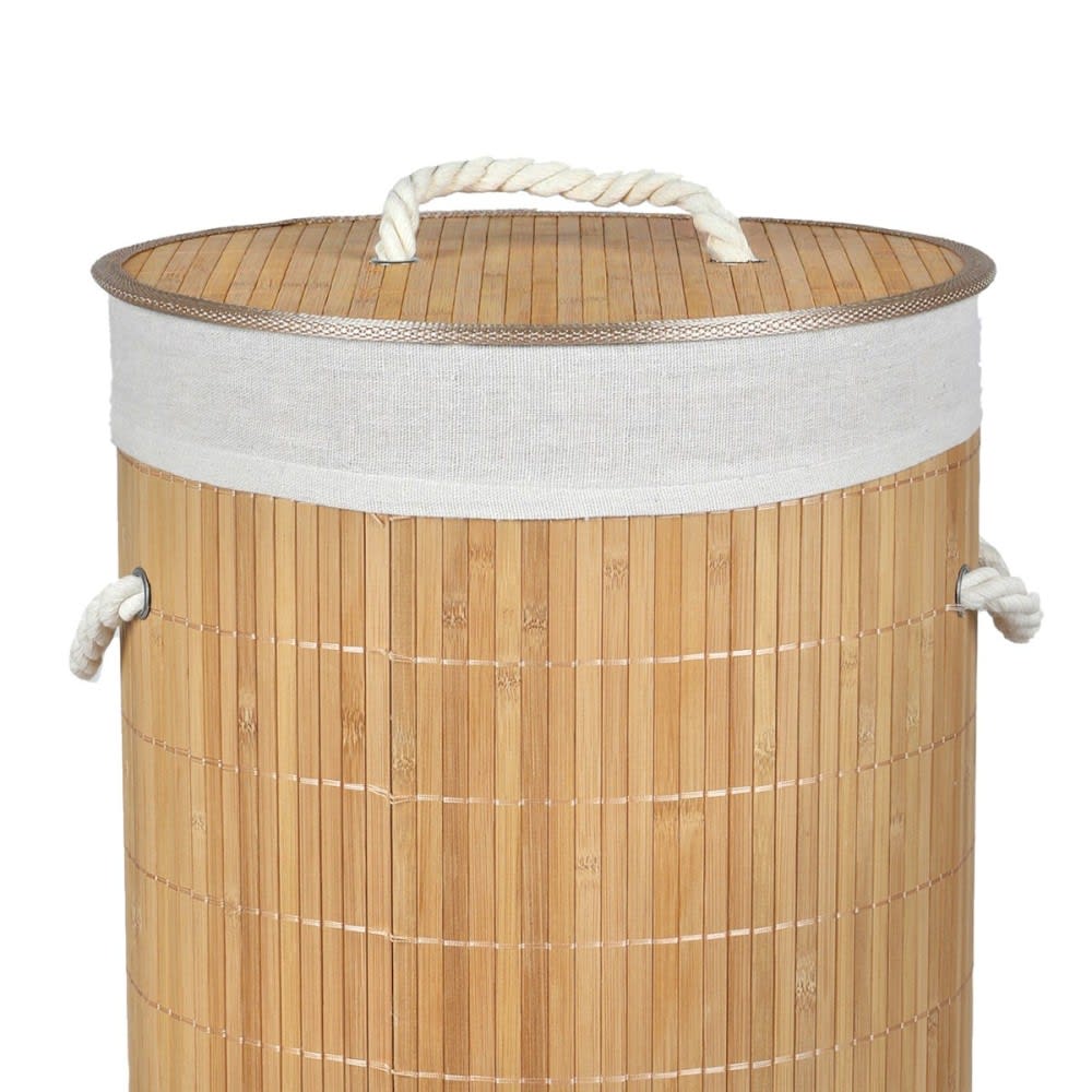 Panier à linge rond en bambou avec couvercle 54 litres — vue 3