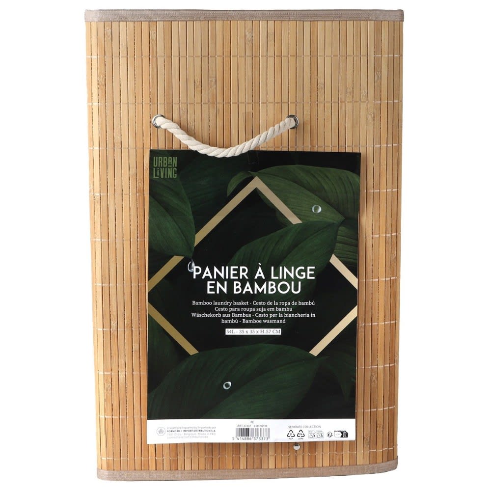 Panier à linge rond en bambou avec couvercle 54 litres — vue 4