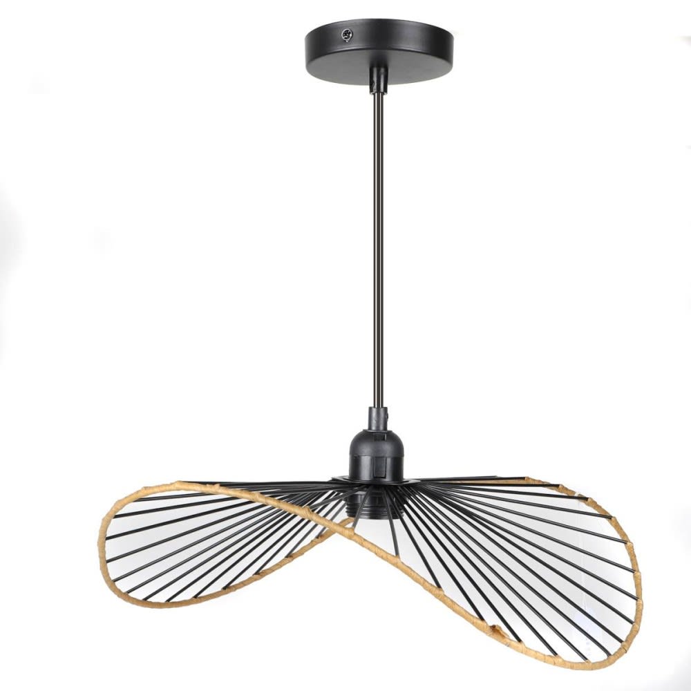 Suspension en métal et corde coloris noir