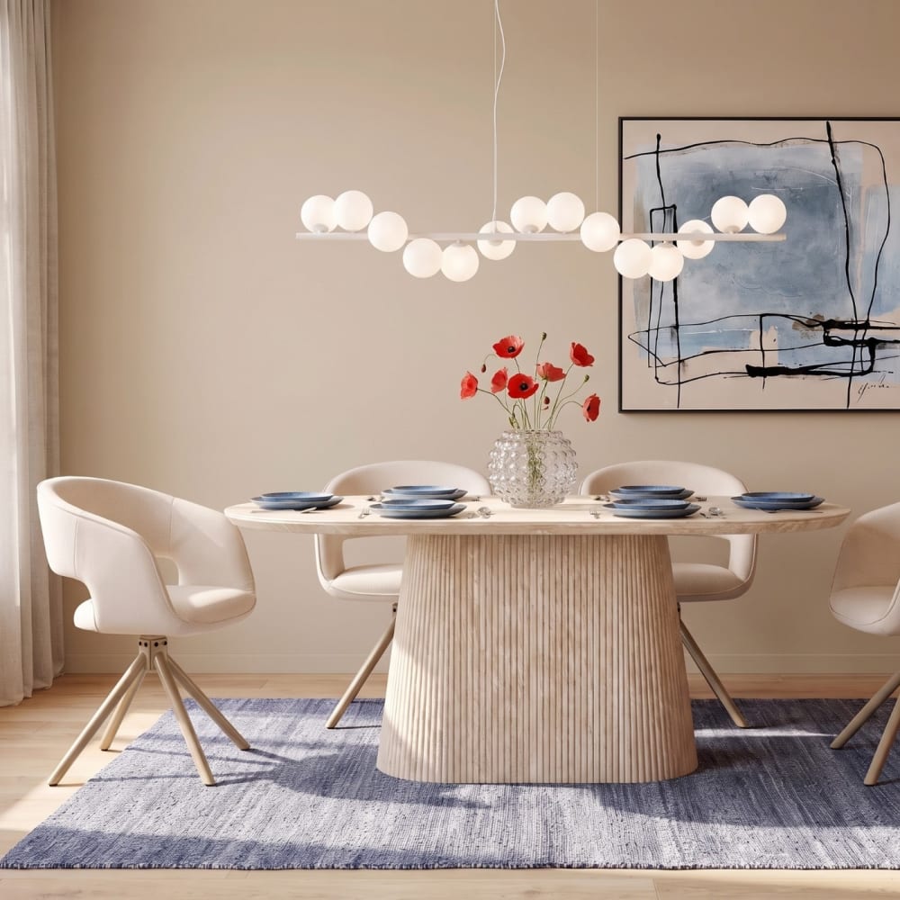 Suspension en verre et acier beige — vue 3