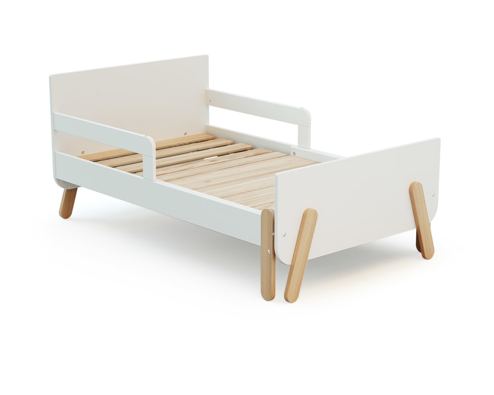 Webaby Ausziehbares Kinderbett aus Holz 80x140-165-190 - Weiß WEISS HOLZ Baby