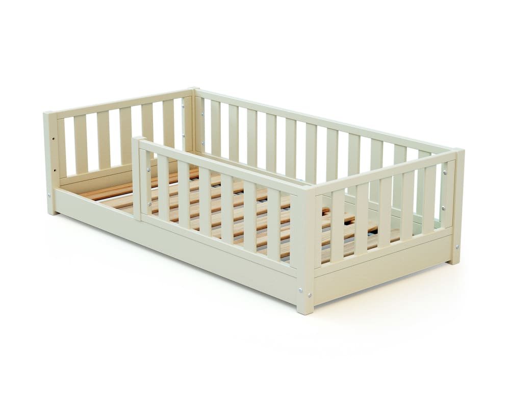 Lit enfant au sol en bois 70x140 - blanc perle (Jurababy) - Image 1