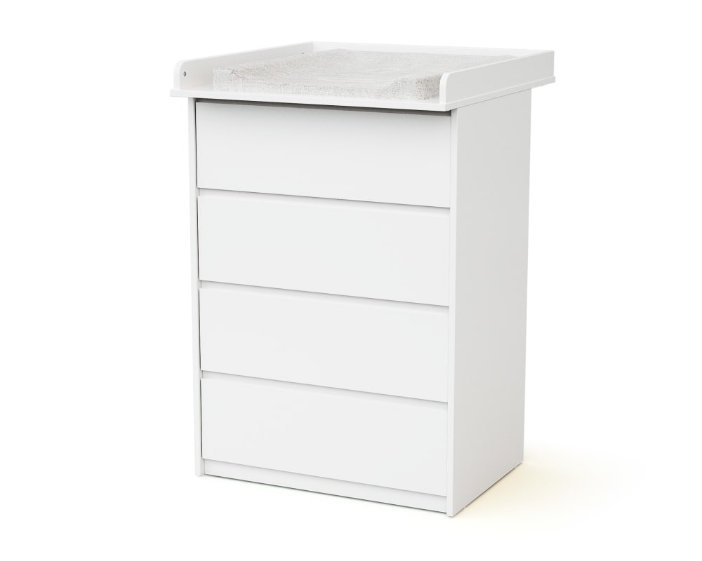 Webaby Kommode mit 4 Schubladen und Wickelfläche aus Holz, 70 cm – Weiß style industrial WEISS HOLZ Kinder