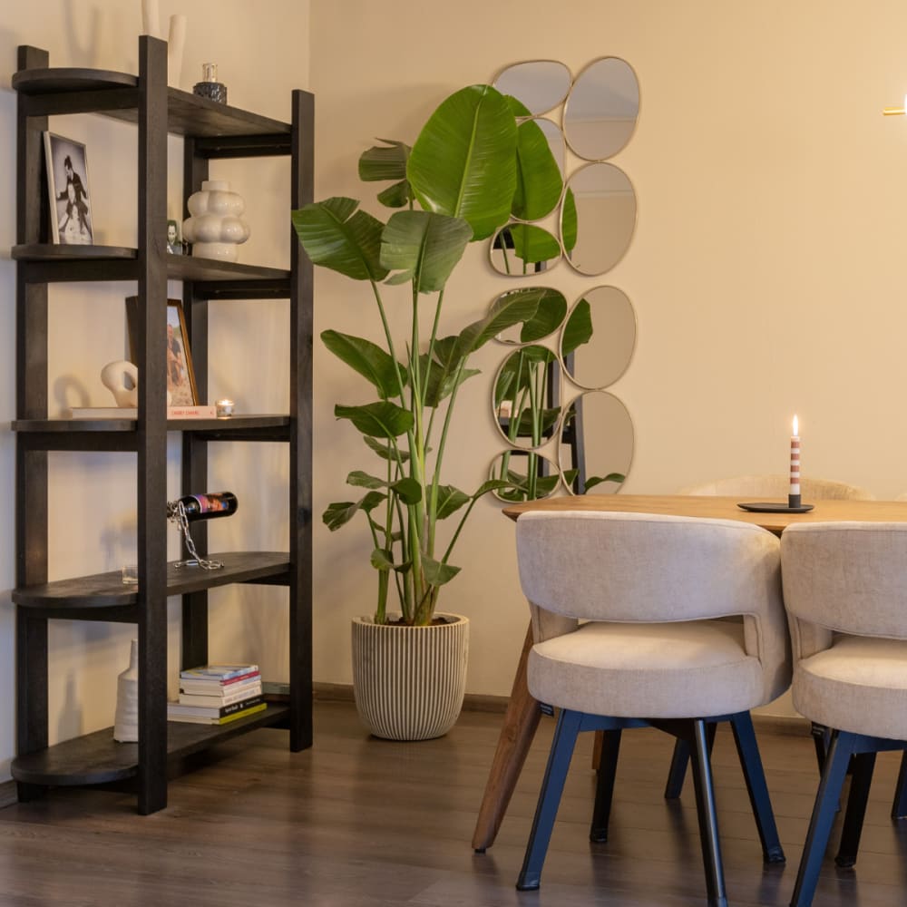 Wandschrank aus Mangoholz 160x38x190cm, schwarz - Maisons Du