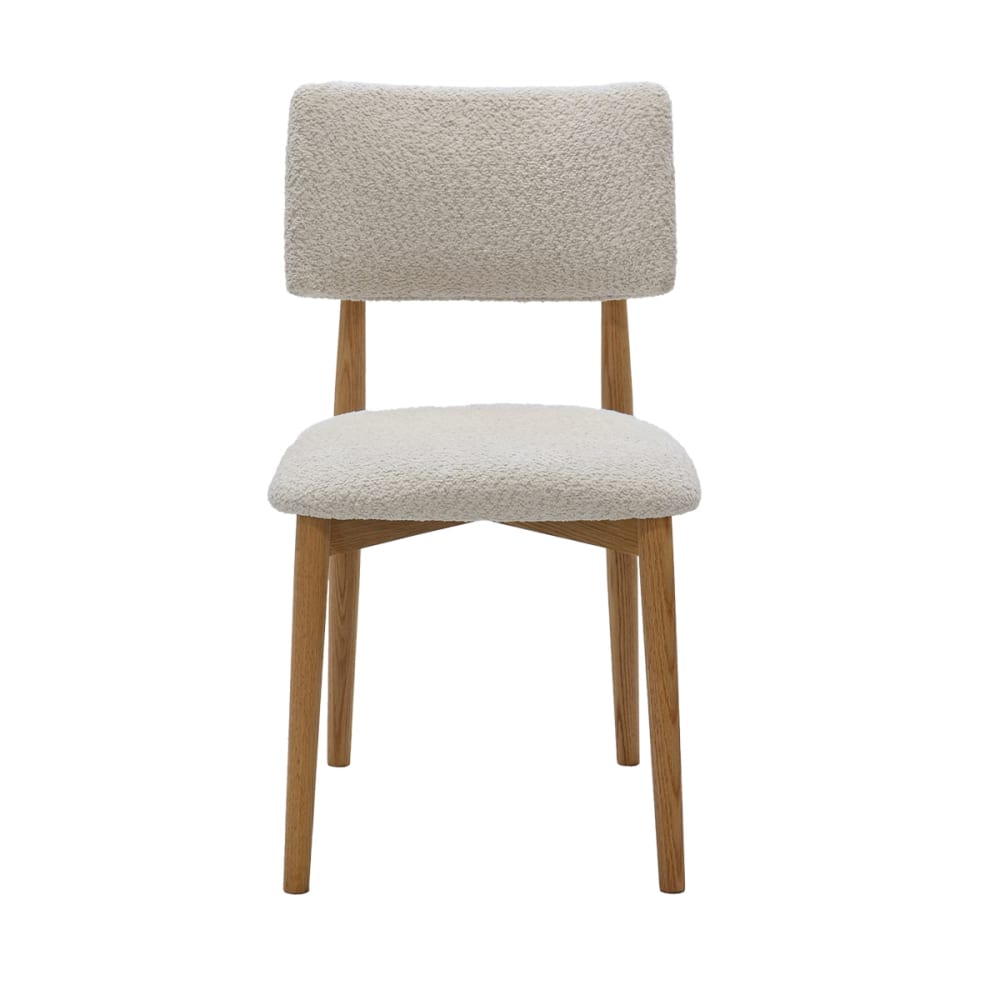 Giga Meubel Esszimmerstuhl 2er Set aus Stoff mit Eichenholz, beige - Stoff