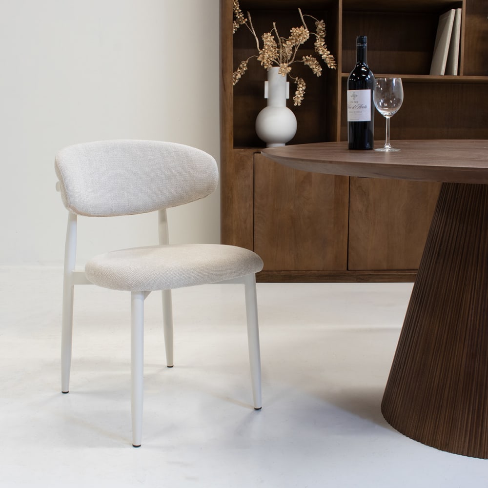 Esszimmerstuhl 2er Set aus Stoff, beige - Maisons Du Monde