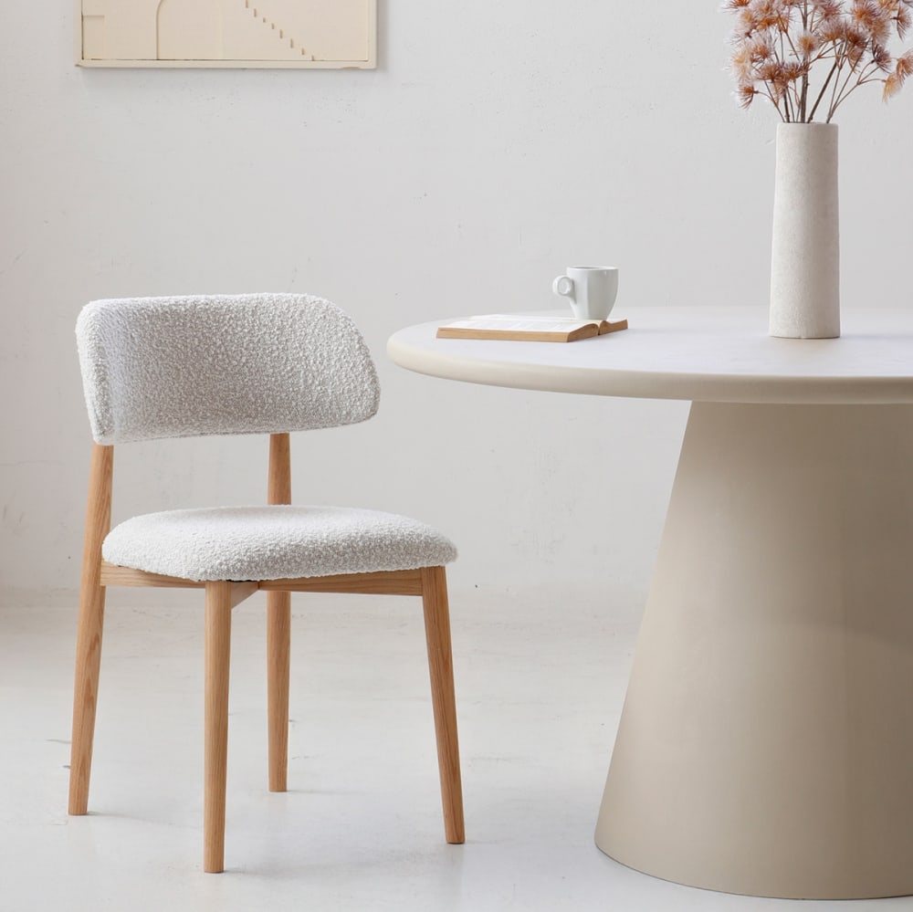Esszimmerstuhl 2er Set 2er-set aus Stoff mit Eichenholz, beige -