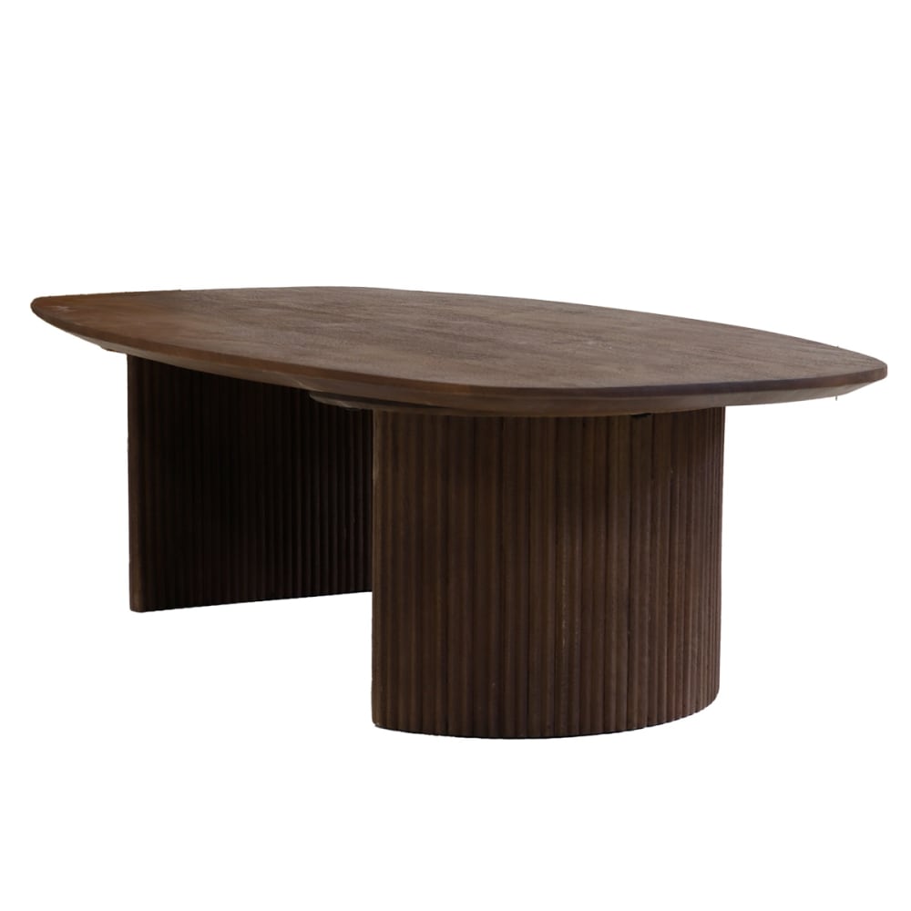 Giga Meubel Couchtisch Oval 130cm aus Mangoholz, dunkelbraun - -