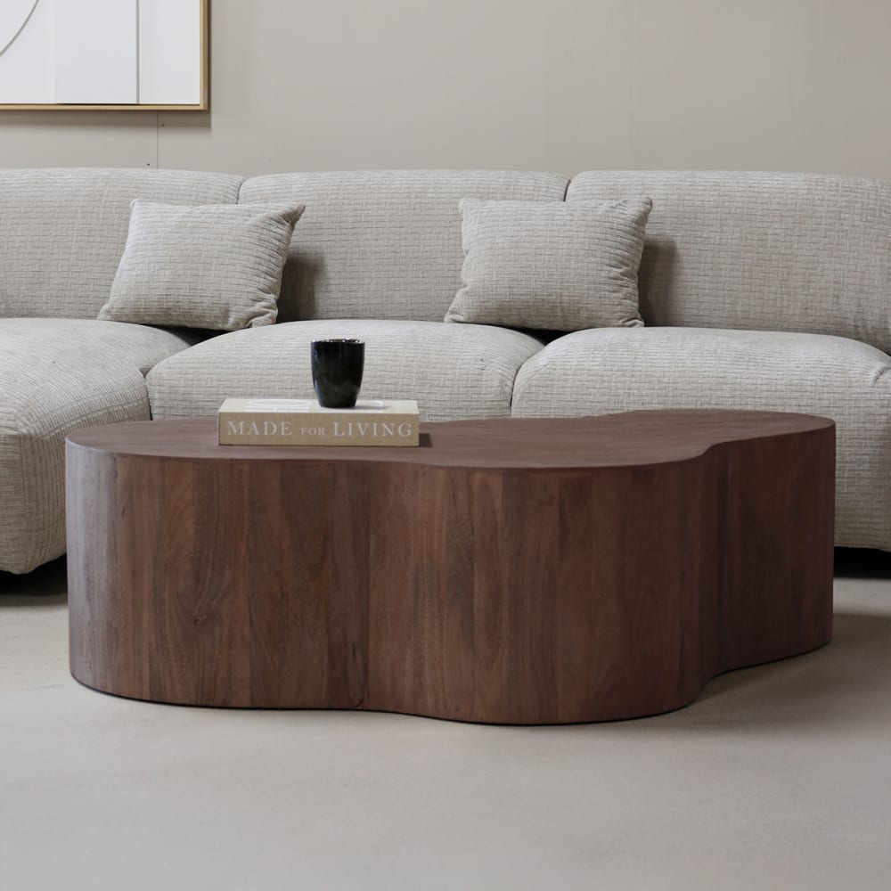 Couchtisch Organisch aus Mangoholz, dunkelbraun - Maisons Du