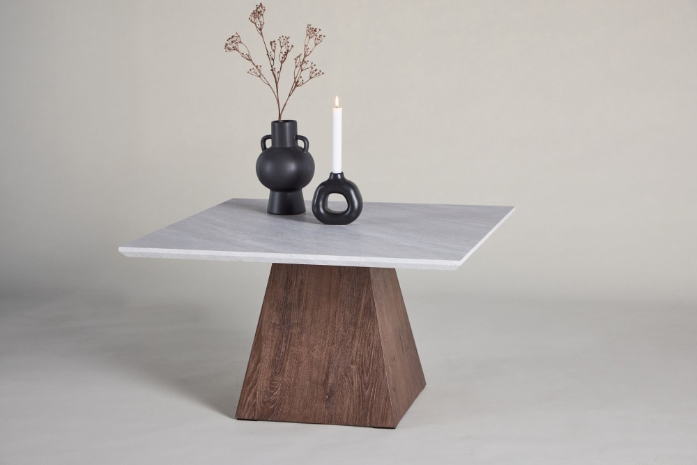 Couchtisch Cael 80cm, Dunkelbraun & Steinoptik - Maisons Du Monde