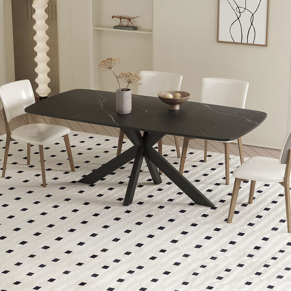 Table à manger 180x90x76 cm en pierre noire