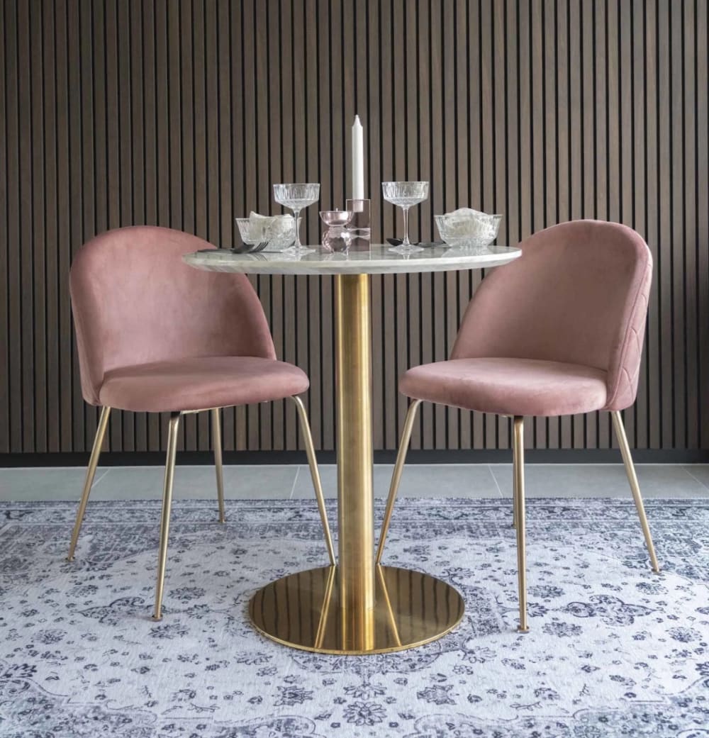 2 Stühle aus rosa Samt mit vergoldeten Beinen - Maisons Du Monde