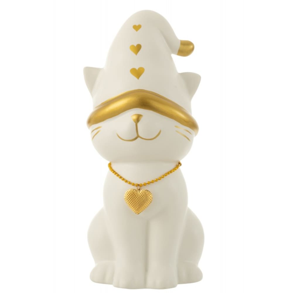 Statue chat avec bonnet - porcelaine