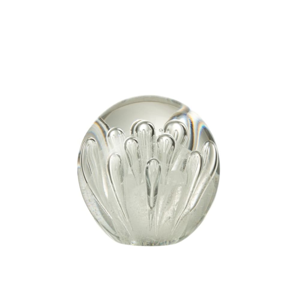 Presse-papier bulles en verre blanc 12x12x12 cm