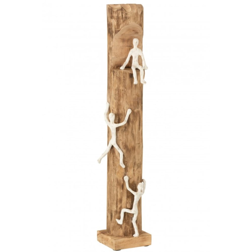 Objet déco 3 grimpeurs en Bois Naturel 16x16x73cm