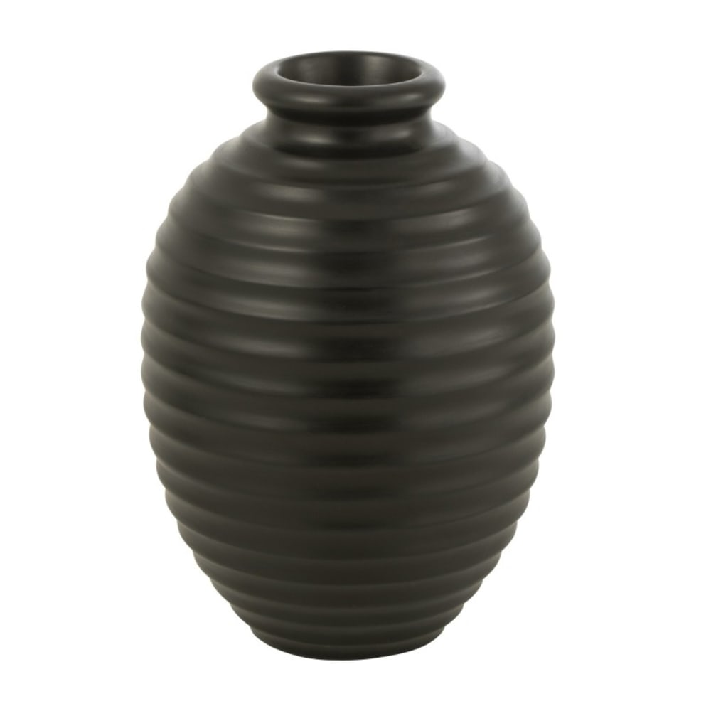 Cache-pot ovale en poterie noir 35x35x52 cm