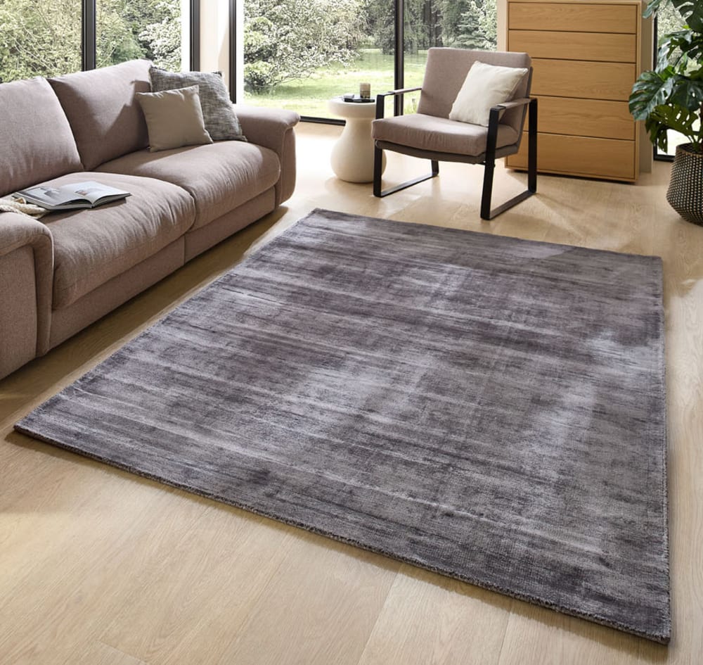 Tapis en viscose tissé main en style vintage anthracite 90x160 cm — vue 3