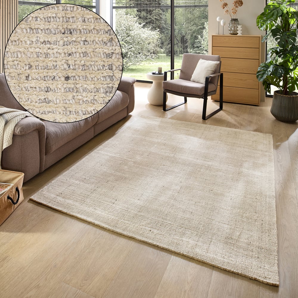 Tapis en viscose rayé tissé à la main - beige 120x180 cm — vue 3