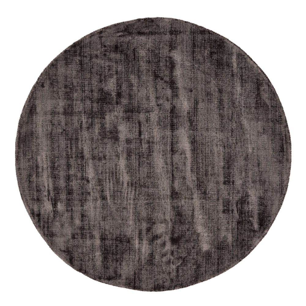 THEKO Handgewebter Teppich aus Viskose im Vintage-Stil anthrazit D 150 cm style industrial Schwarz Viskose