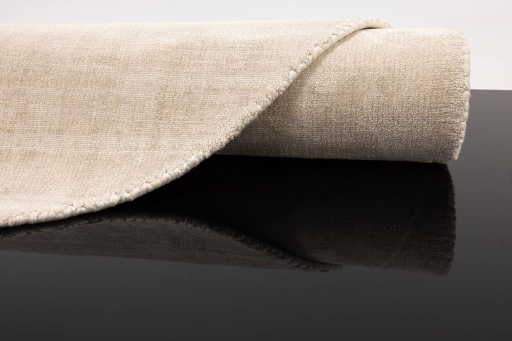 Handgewebter Teppich aus Viskose im Vintage-Stil creme D 150 cm -