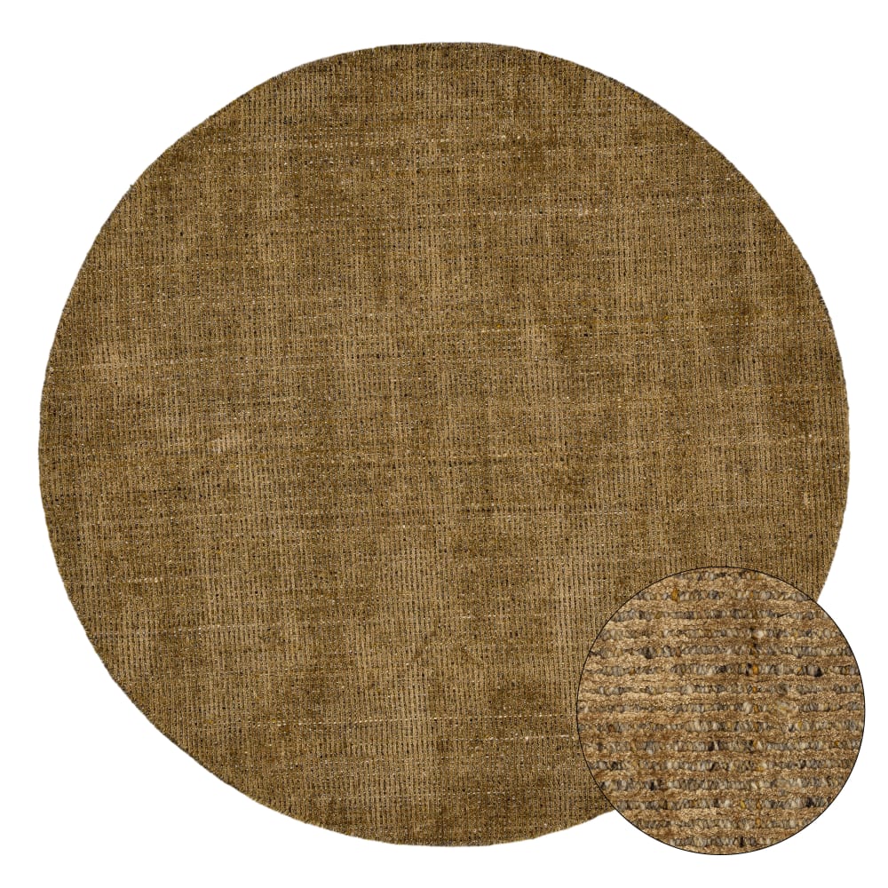 THEKO Handgewebter gestreifter Viskoseteppich - gold D 190 cm style modern - Viskose